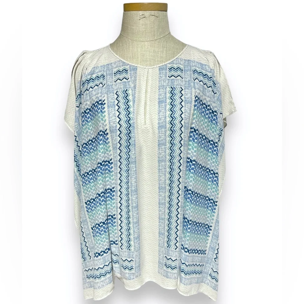 NWT Blue Coastal Kaili Keyhole Woven Top, Large
